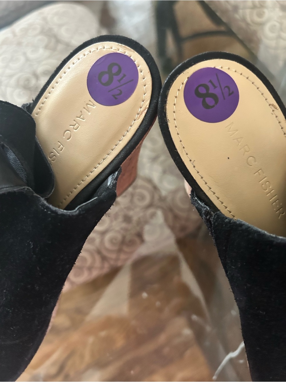 Marc Fisher Black Suede wedge heel shoe